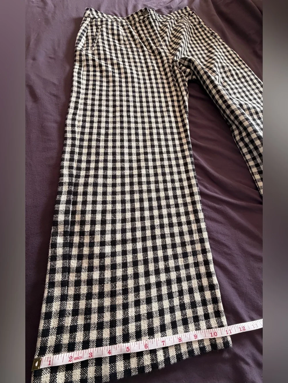 Sezane Black & Cream Gingham Martin Crop Trousers - W46